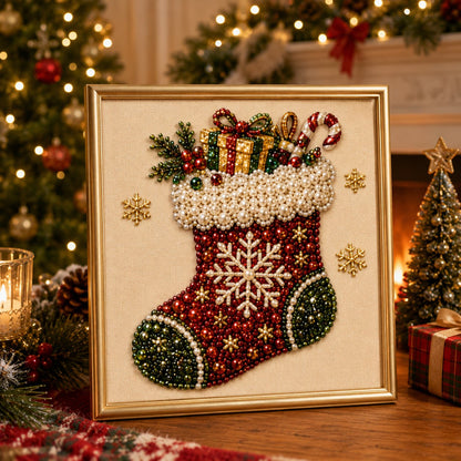 🧘Relaxing & Beginner-Friendly - 🎨💎DIY Christmas Pearl Diamond Painting Art Kit With Frame