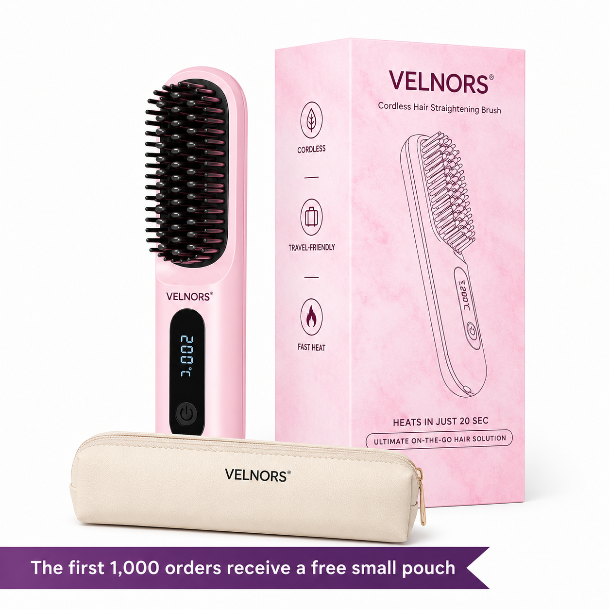 Black Compact Portable Heated Comb Straightener - USB Type-C Charge, 3 Heat Modes, Lightweight Wireless Adjustable Tool for Smooth, Frizz-Free Hair (Portable Hair Straightener for Travel)