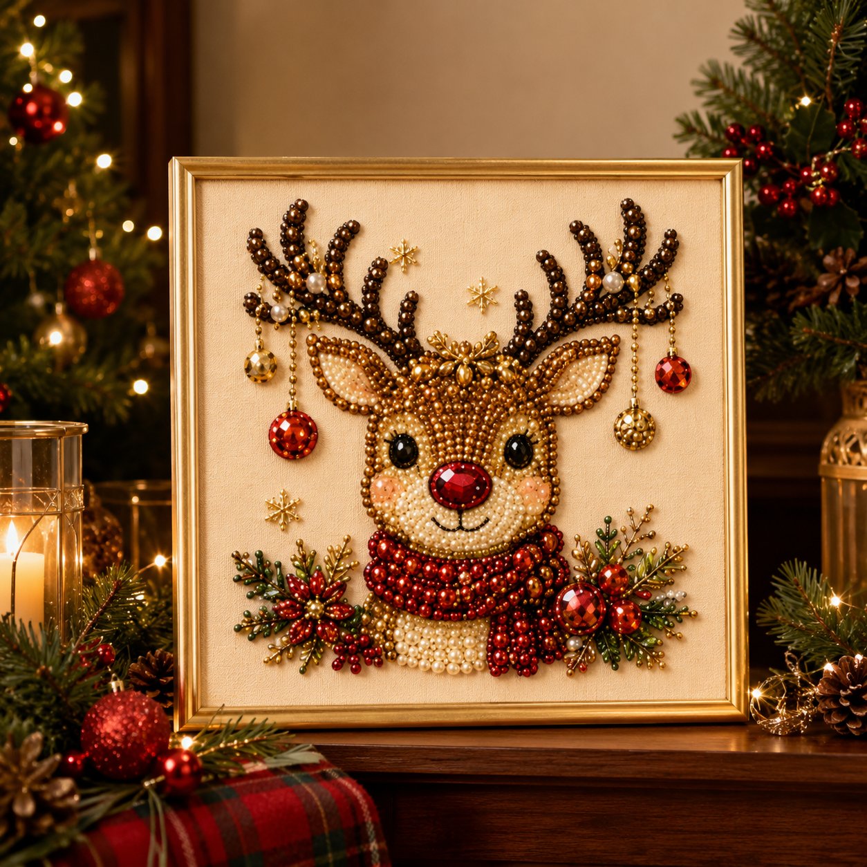 🧘Relaxing & Beginner-Friendly - 🎨💎DIY Christmas Pearl Diamond Painting Art Kit With Frame