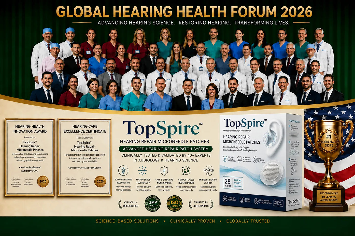 TopSpire™ HEARING REPAIR MICRONEEDLE PATCHES ✅ Targets Hearing Loss, Tinnitus, Ear Infections, Balance Disorders, and Age-Related Ear Degeneration.