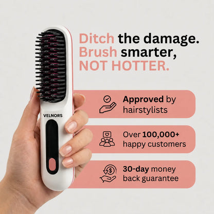 Black Compact Portable Heated Comb Straightener - USB Type-C Charge, 3 Heat Modes, Lightweight Wireless Adjustable Tool for Smooth, Frizz-Free Hair (Portable Hair Straightener for Travel)