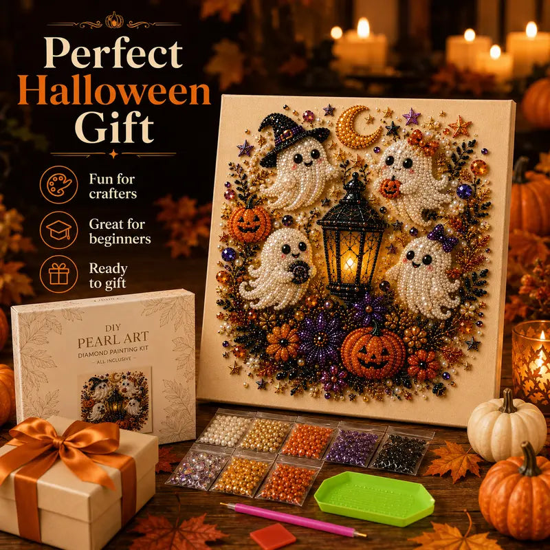 🔥 Last Day 49% OFF – 👻✨ Halloween Pearl Art DIY Kit – Turn Tiny Pearls into Spooky-Cute Magic
