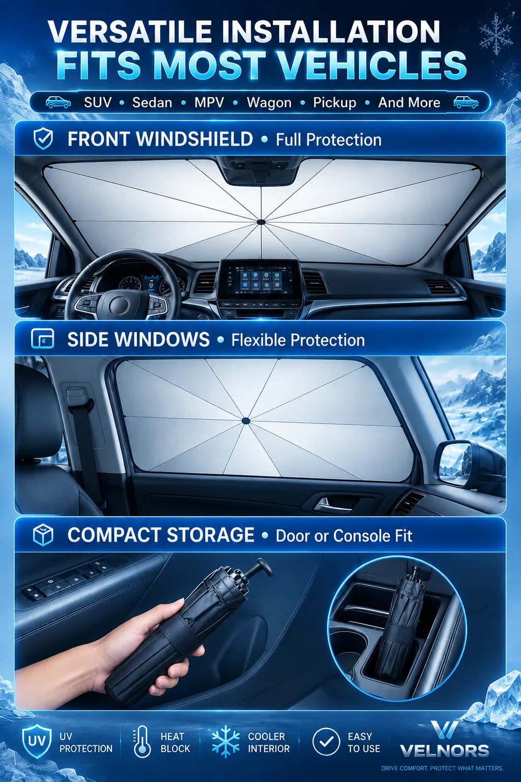 🔥Last Day 50% OFF - 2026 Upgraded Car Windshield Sun Shade Umbrella
