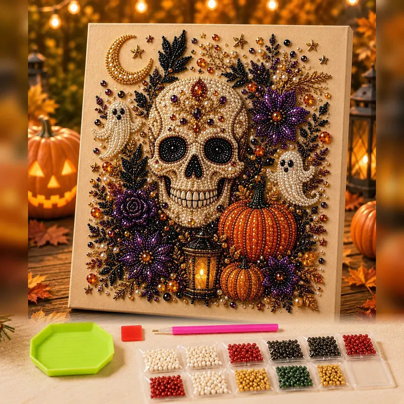 🔥 Last Day 49% OFF – 👻✨ Halloween Pearl Art DIY Kit – Turn Tiny Pearls into Spooky-Cute Magic