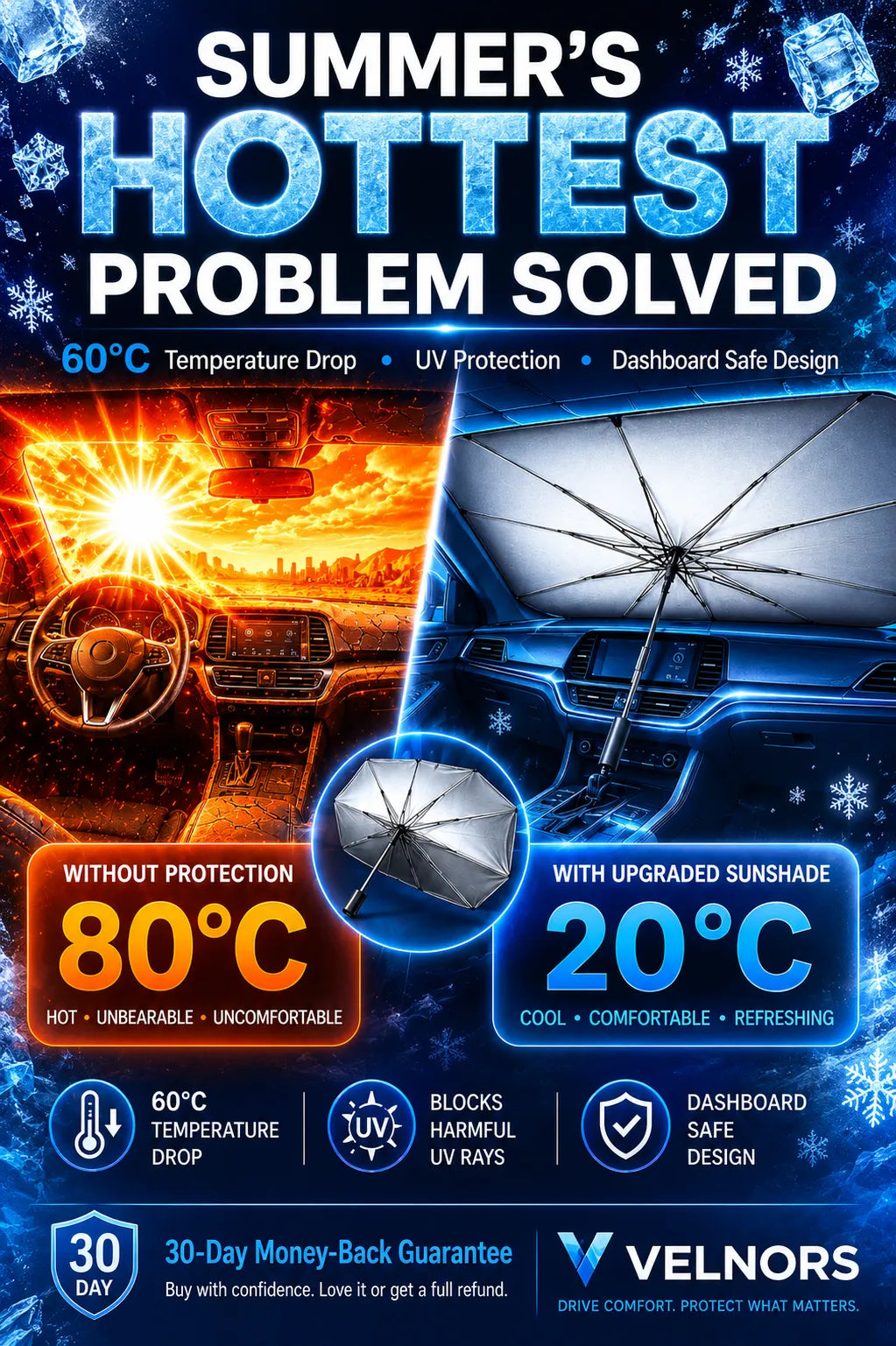 🔥Last Day 50% OFF - 2026 Upgraded Car Windshield Sun Shade Umbrella