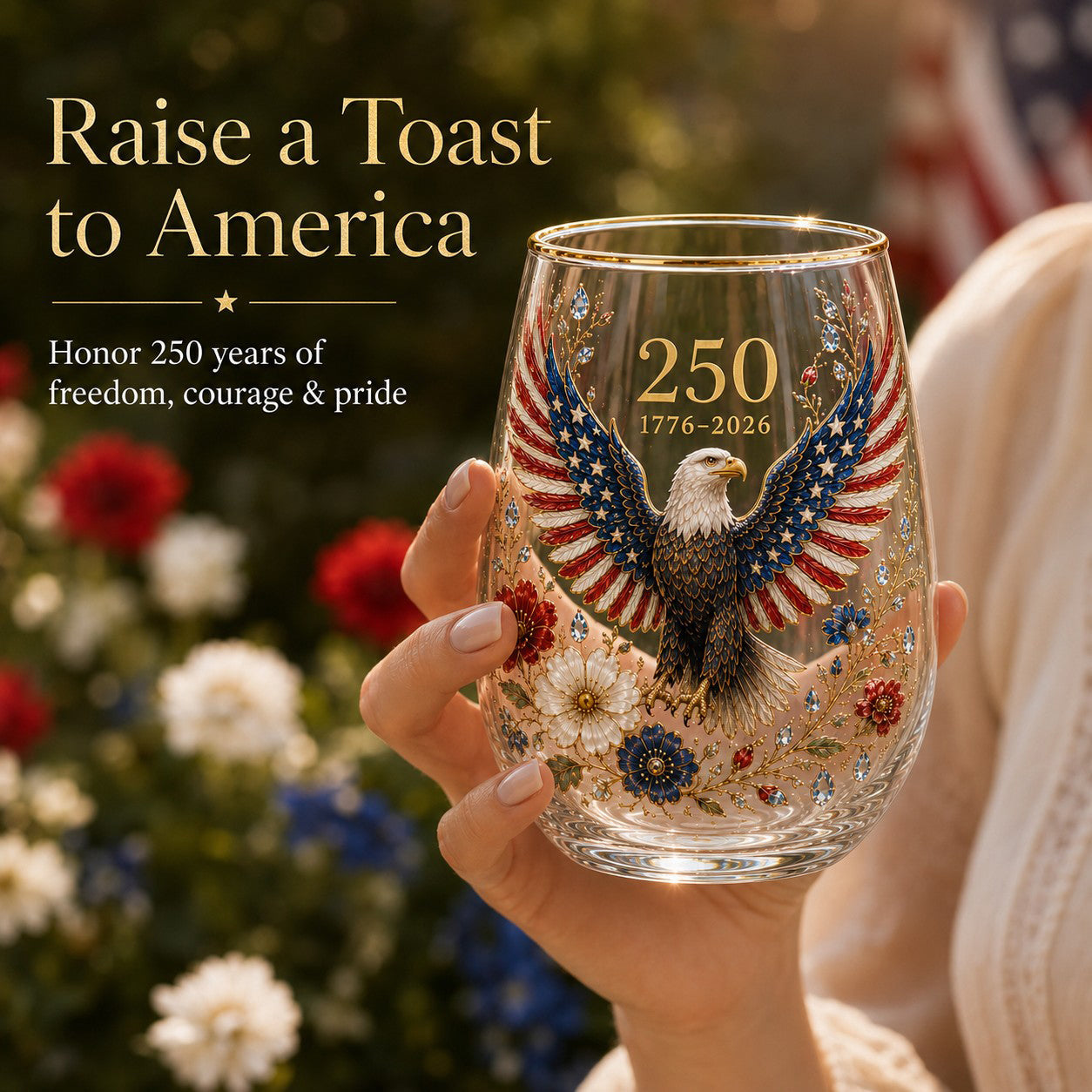 🦅America Forever 250 Eagle Glass Tumbler