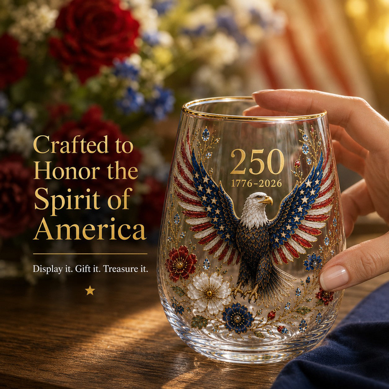 🦅America Forever 250 Eagle Glass Tumbler