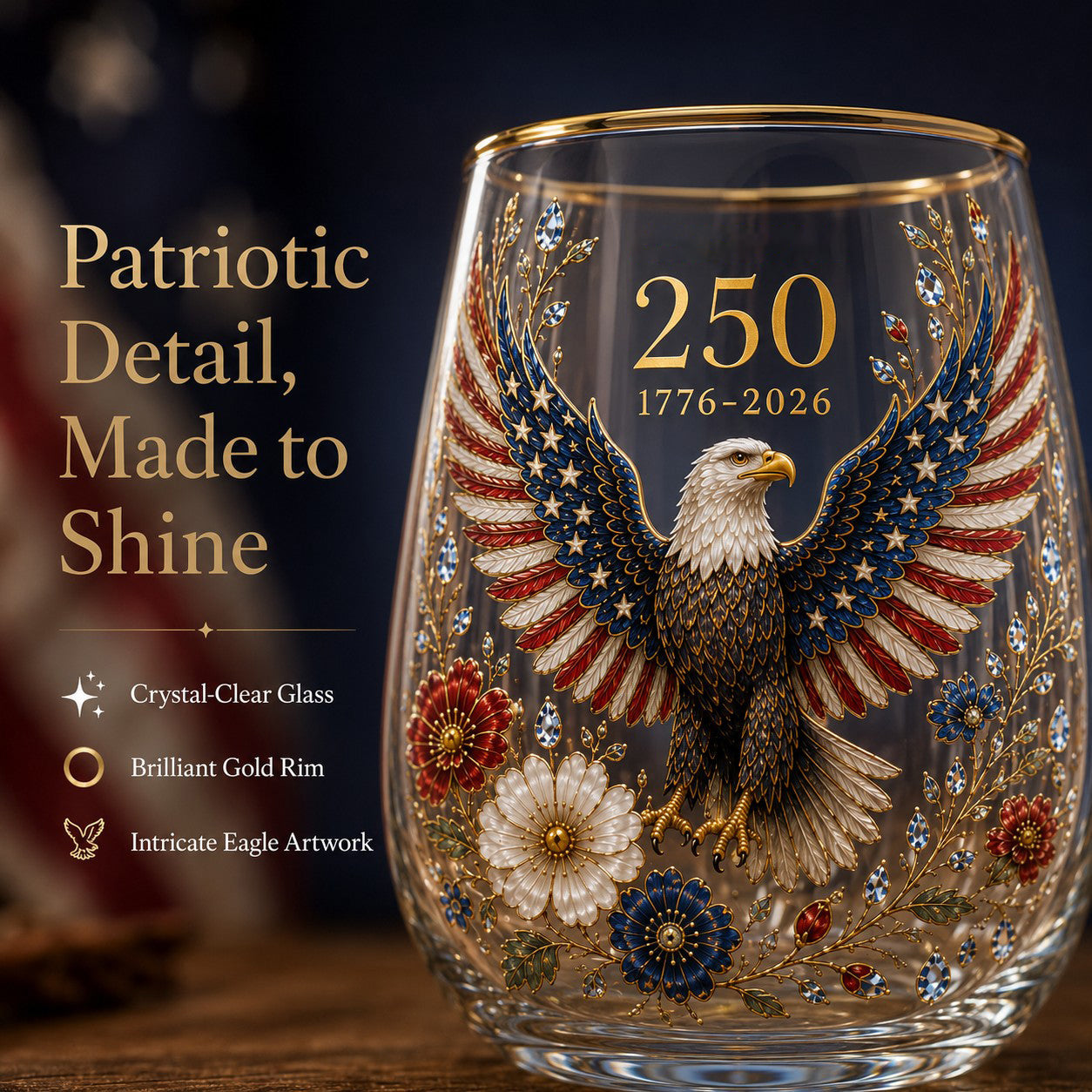 🦅America Forever 250 Eagle Glass Tumbler