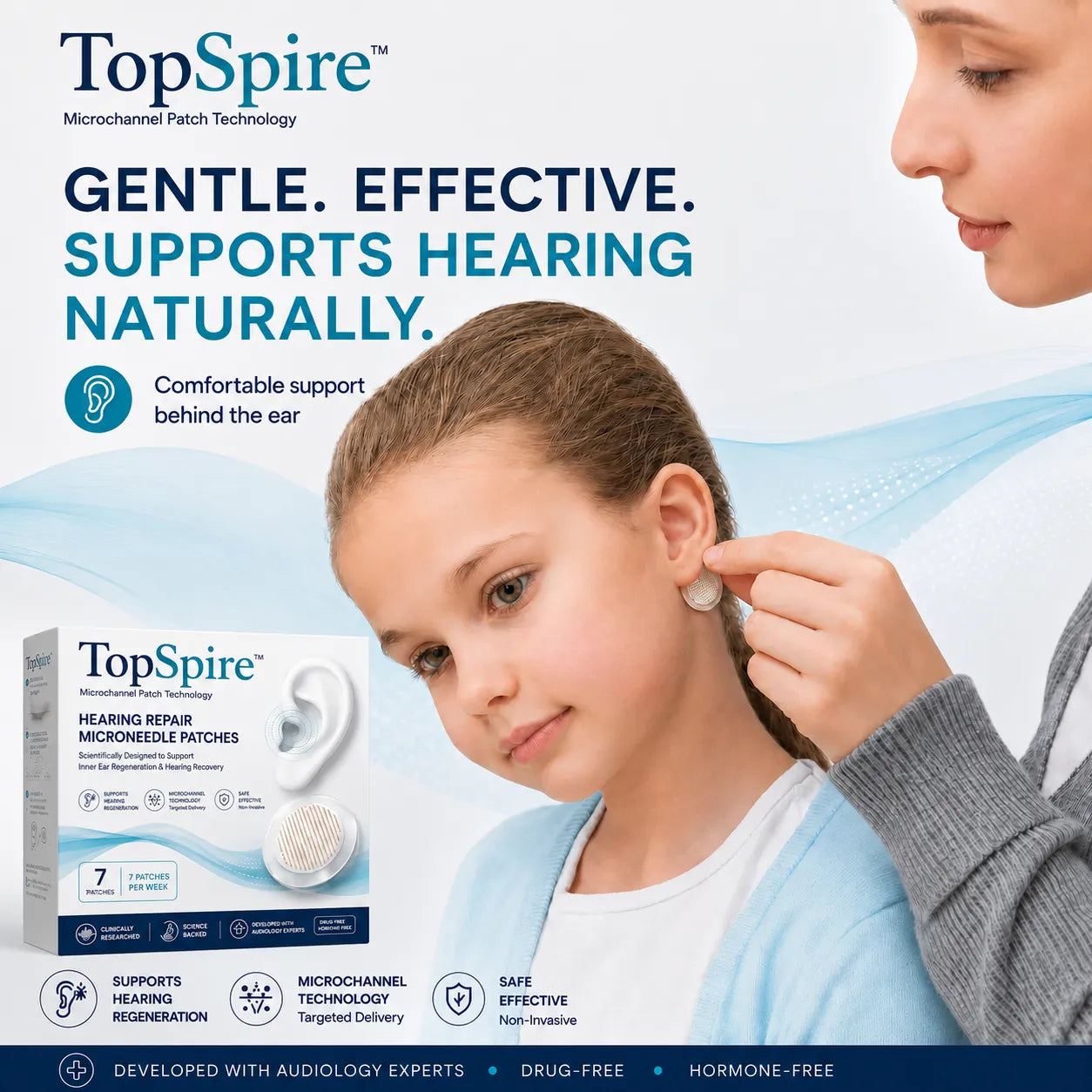 TopSpire™ HEARING REPAIR MICRONEEDLE PATCHES ✅ Targets Hearing Loss, Tinnitus, Ear Infections, Balance Disorders, and Age-Related Ear Degeneration.