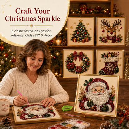 🧘Relaxing & Beginner-Friendly - 🎨💎DIY Christmas Pearl Diamond Painting Art Kit With Frame
