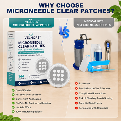 ✨2-in-1 Microneedle & Hydrocolloid Patch🍀| Removes Raised Moles, Acne, Flat Warts & Skin Tags | Helps Improve Wrinkles, Scars & Blemishes | Invisible Patches for Face & Body