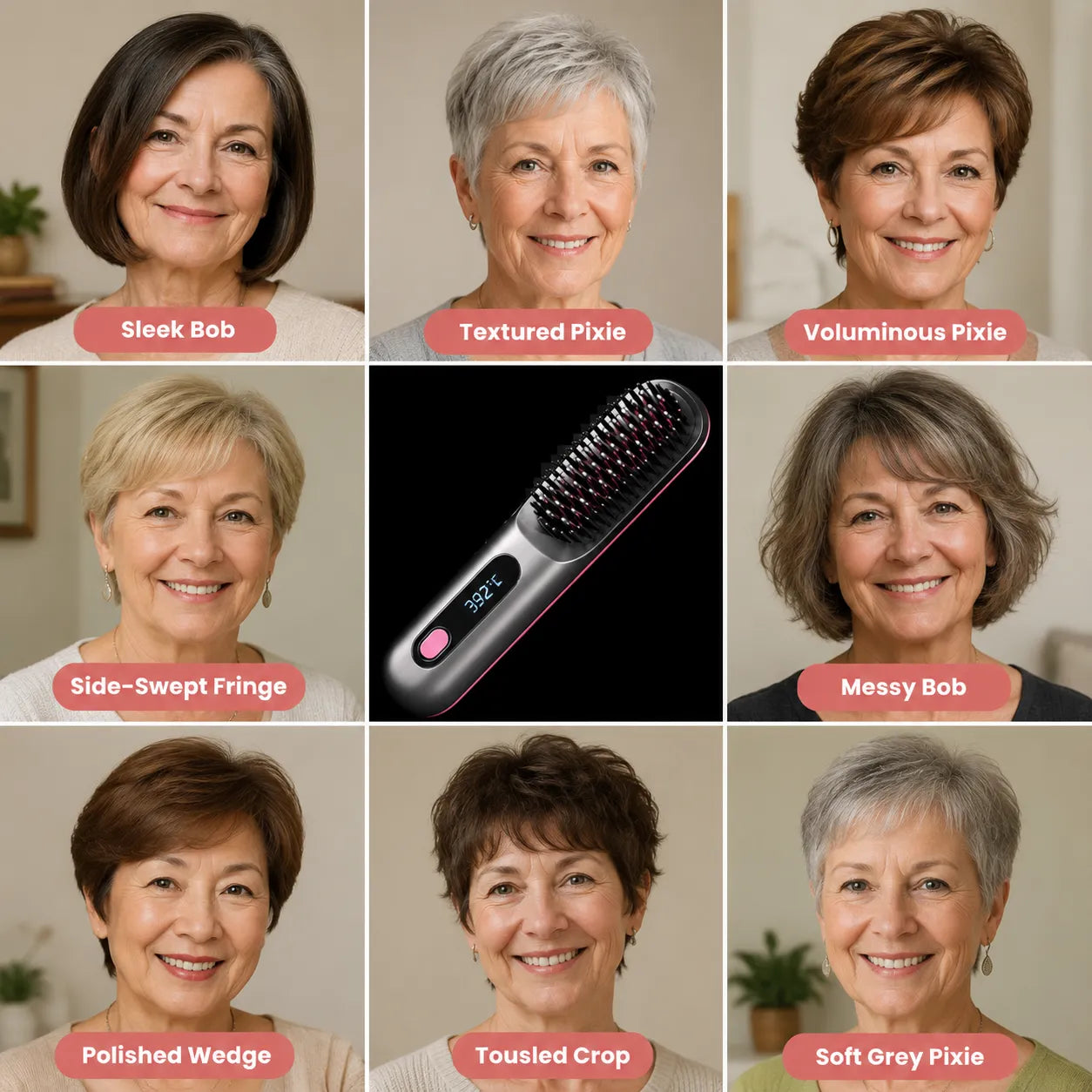 Black Compact Portable Heated Comb Straightener - USB Type-C Charge, 3 Heat Modes, Lightweight Wireless Adjustable Tool for Smooth, Frizz-Free Hair (Portable Hair Straightener for Travel)