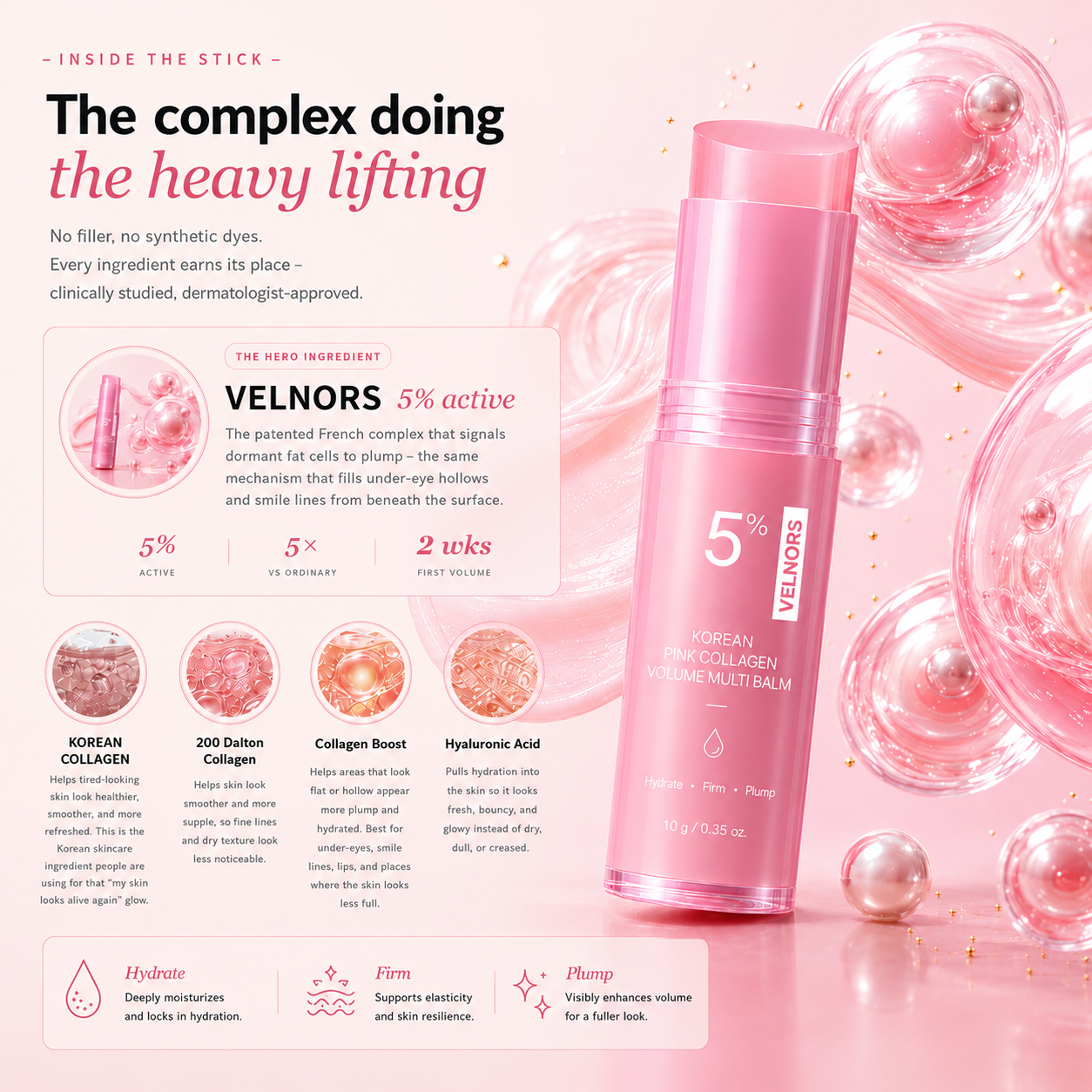 🔥LAST DAY 60% OFF VELNORS Korean Pink CollagenVolume Multi Balm